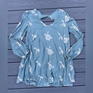 Free People Soft Blue Floral Flowy Dress